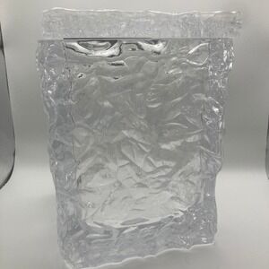 Vintage Acrylic MCM Ice Block Ice Bucket Silver Hinge MISSING HANDLE